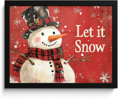 Poster in lijst - Fotolijst 40x30 cm - Posters - Sneeuwpret - Winter - Sneeuwpop - Posterlijst zwart - Decoratie - Wanddecoratie woonkamer - Muurdecoratie slaapkamer
