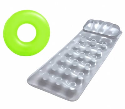 Intex Combi Set – Pocket Luchtbed 188 x 71 cm + Neon Frost Zwemband 91 cm – Zilver Luchtbed – Zwemband Assorti Kleur Willekeurig – Voor Zwembad, Strand & Vakantie