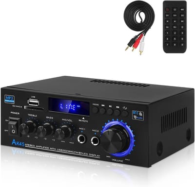 MRKK® Audioversterker – Stereo Versterker Met Bluetooth – Audio Amplifier Met Karaoke Portals – Led Display - Veelzijdig