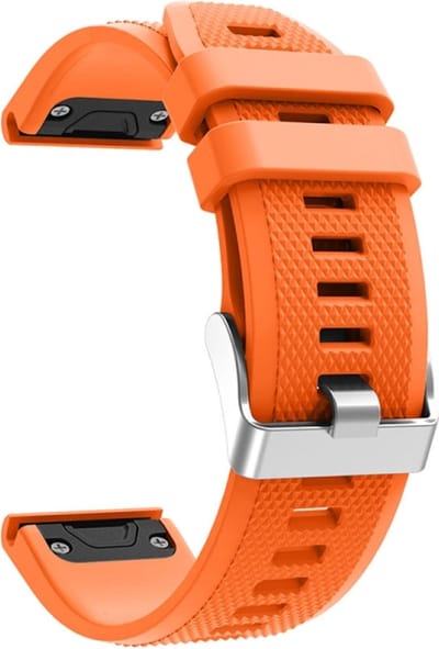 Siliconen bandje - geschikt voor Garmin Fenix 5 / 5 Plus / 6 / 6 Pro / 7 / 7 Pro / 8 (47 mm) / E (47 mm) / Epix (Pro) (2) 47 mm / Quatix 5 / 6 / 7 / 7 Pro / Approach S60 / S62 / S70 47 mm / MARQ / D2 Delta / D2 Mach 1 / Descent G1 - oranje