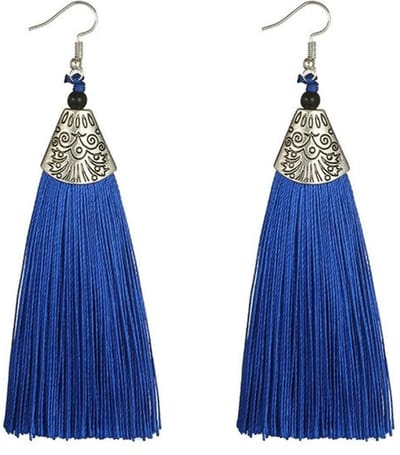 Fako Bijoux® - Oorbellen - Kwast - Romania Breed - Donkerblauw