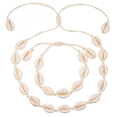 Fako Bijoux - Schelpjes Ketting & Armband - Choker - Schelpen Set - Wit