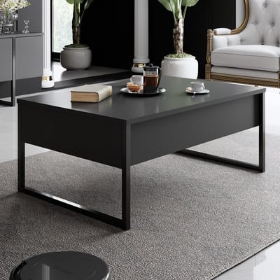Dimehouse Rechthoekige Salontafel Antraciet Luxe 90x60 - Zwart Frame - 90x60x40 cm - Hout - Modern - Rechthoek