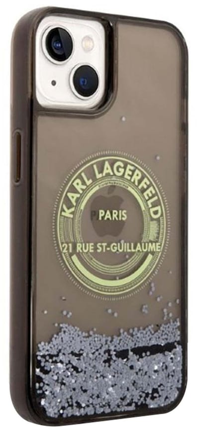 Karl Lagerfeld, Hoesje geschikt voor iPhone 14 Plus - Glinsterend Anti-Scratch & Anti-Shock, Zwart