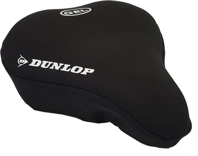 Dunlop Fietszadelhoes Gel - Hoes voor Fietszadel - Zadelcover - Fietsen zonder Zadelpijn - Gelzadel - Beschermt Zadel Slijtage - met Trekkoord voor Bevestiging - 24 x 27 cm - Zwart
