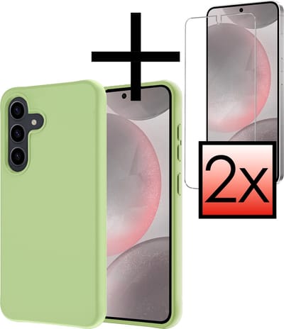 Hoesje - Met 2x Screenprotector - Geschikt voor Samsung Galaxy S24 - Sterk & Shockproof - Back Cover - Siliconen Case - Telefoon Hoes - Groen