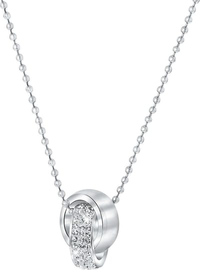 Lucardi Dames Ketting met hanger met kristal - Staal - Ketting - Cadeau - 45 cm - Zilverkleurig