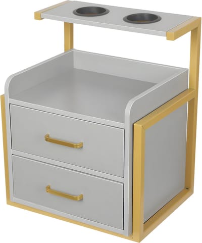 Wandkast - Hangkast - Muurkast - Opbergmeubel - Voor kapsalon - Opbergkast met wandmontage -Goud/Grijs