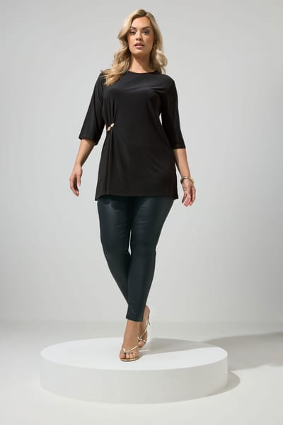 Yours London Zwarte Top Met Gespdetail Size 42