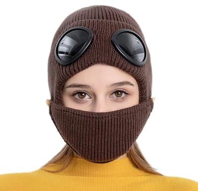 Warme Wintermuts met Bril, Oorbescherming en Masker – Gebreide Unisex Muts met Fleecevoering – Ski Muts voor Heren & Dames – Winddicht, Thermisch, Outdoor Herfst & Winter