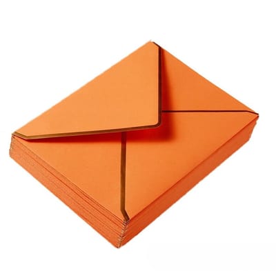 50 Premium Mini Enveloppen – Elegante papieren enveloppen van 13,5 x 18,5 cm, perfect voor trouwuitnodigingen, verjaardagskaarten, afstudeeraankondigingen en bijzondere aandenkens, Karameloranje