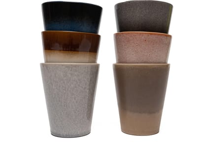 Set van 6 koffiemokken - theemokken - 310 ml - 6 persoons - meerkleurig - aardewerk - Earth style - Kade 171 kopjes - hip en trendy