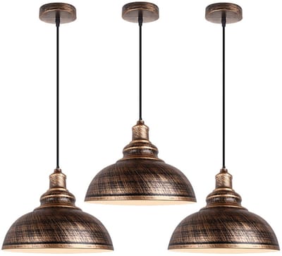 Set van 3 Hanglamp Industrieel Slaapkamer Kroonluchter E27 Plafondlamp Vintage Woonkamer Bronzen
