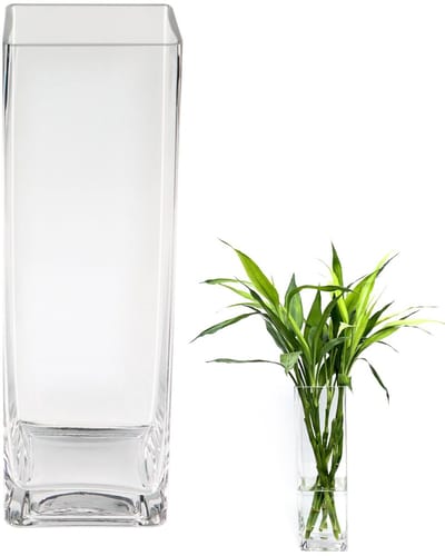 Vaas, 40 cm hoog, decoratief vierkant voor bloemen, moderne tafeldecoratie, orchideeën, cadeau