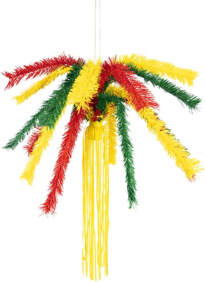 PVC Fontein rood geel groen met gele slierten brandvertragend Carnaval Decoratie