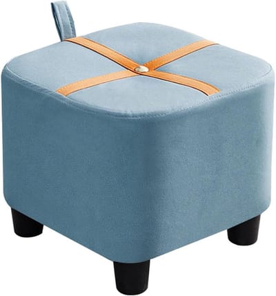 Kleine Voetenbank - Ottomaan Zitje - Voeten Rusten - Anti-slip Pads - 28x28x28cm - Blauw