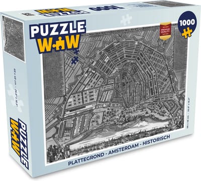 Puzzel Plattegrond - Amsterdam - Historisch - Legpuzzel - Puzzel 1000 stukjes volwassenen - Stadskaart