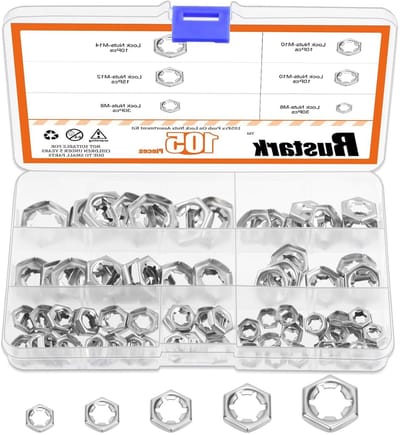 Complete Set van 105 Stuks Retaining Rings en Moeren M6 M8 M10 M12 M14 van RVS voor Machineonderdelen en Assemblage
