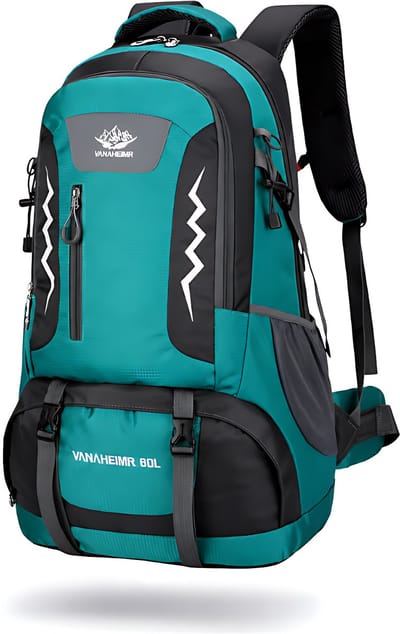 CarryQuest® 60L Wandelrugzak - Waterbestendige Hiking Backpack met Rugventilatie, Reflecterend Paneel & Lichtgewicht Outdoor Design - Groen