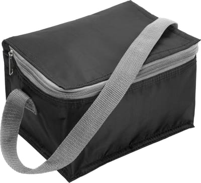 Kleine koeltas voor 6 blikjes - zwart - met rits en draagband - Lunch-drankjes-medicijnen - 20 x 13 x 13 cm