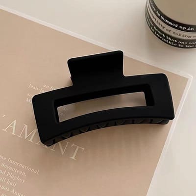 Grandes pinces à cheveux simples de couleur unie style griffe de requin pour femmes - Pinces à cheveux creuses 1pc noir