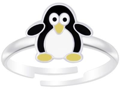 Joy|S - Zilveren pinguïn ring verstelbaar - voor kinderen