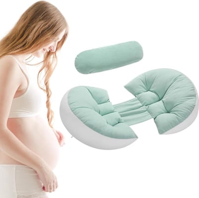 Zacht en comfortabel zwangerschapskussen met lenden- en buiksteun Slaapsteun Zwangerschapskussens Polyester, Romantische stof Groen