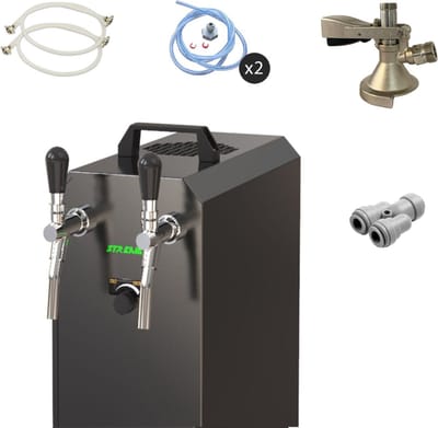 Complete set - Biertap - stream 50/K 2-kraans RVS, 50 liter/u, met membraanpomp - Biertap, Beertender, Thuistap, Bierkoeler, zonder, Type A