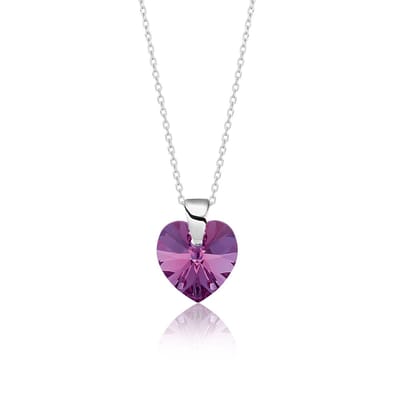 Montebello Ketting Amy HZ87 - 925 Zilver Gerhod. - Swarovski Hart - Ø10mm - 45cm