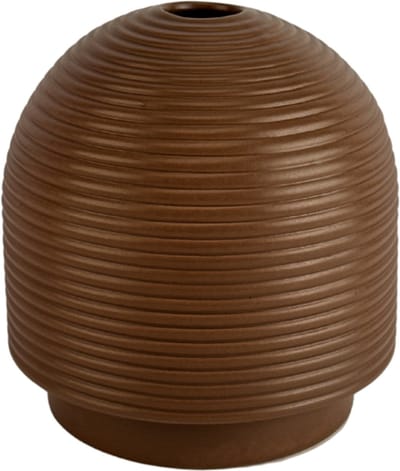 XLBoom Nova Small Mocha - Keramische design vaas (Ø 20 cm) - Verkrijgbaar in Cream & Mocha - Ribbelstructuur geïnspireerd op traditionele coil pottery