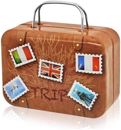 Dailygoods- Reiskoffer Mini - Cadeaudoos - Geschenkdoos met deksel - Geldgeschenk - Reisvoucher verpakking - Compact 7,5 x 5,5 x 3,5 cm
