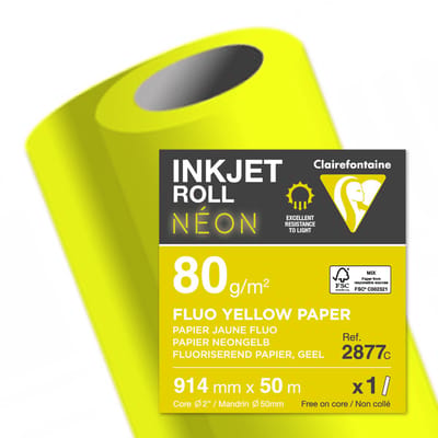 Clairefontaine inkjetplotterrol neon geel 914mm x 50m