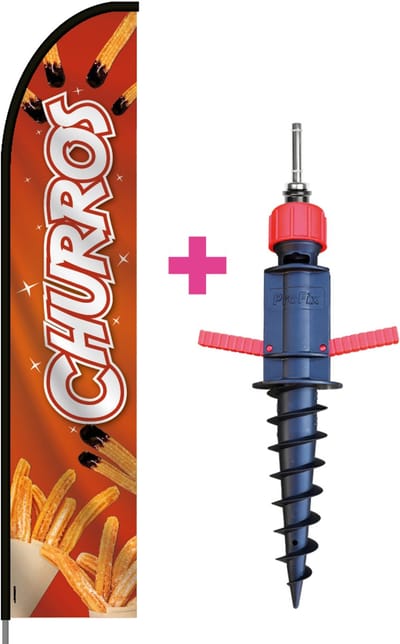 Beachflag - Churros - Vlag + Grondboor + Rotator + Hengelsysteem + Draagtas - Actievlag.nl