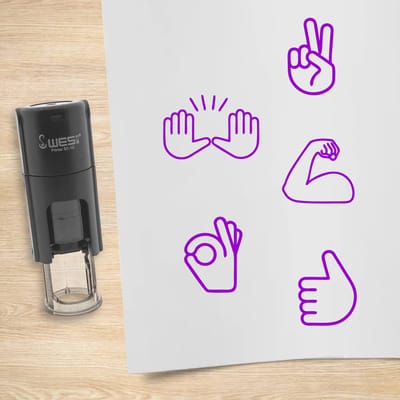 CombiCraft stempelset handen emoji's paars met 5 stempels