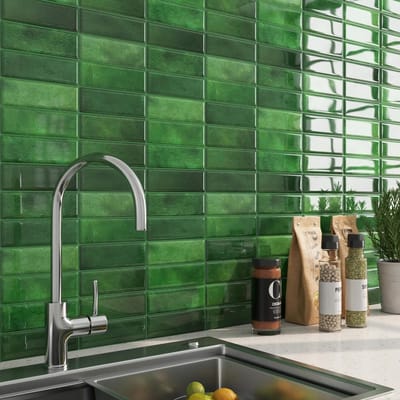Dailygoods - FunStick 30cm x 30cm 30 stuks vinyl tegels zelfklevend groen wandtegels zelfklevend keuken 3D-folie tegellook badkamer afwasbaar folie tegels keuken groen vintage tegelstickers badkamer rechthoekig