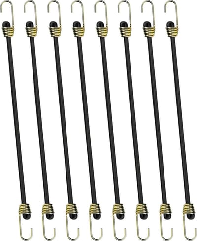 Set van 8 Tension Rubber met Haken, 25 cm Elastische Spanbanden voor Vervoer, Camping en Tentdoeken