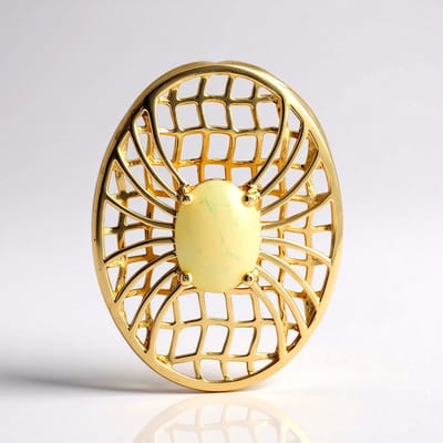Cavill - 9K Geelgouden Hanger met 0,665 ct Welo Opaal - Ovaal Slijpsel - Luxe Ethiopische Opaal Sieraad - Verfijnde Gouden Hanger Dames