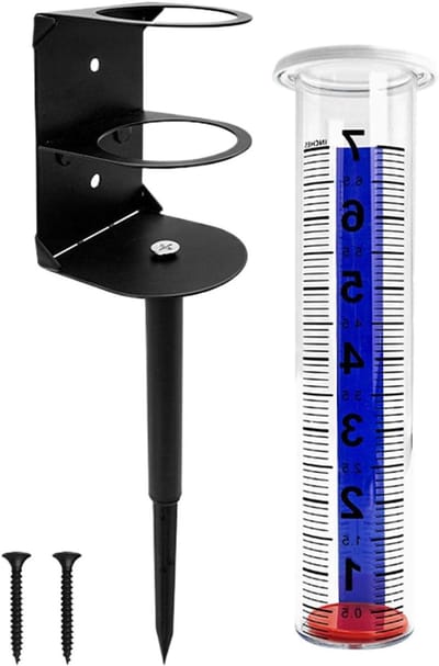 Regenmeter Tuin - Weermeter Buis - Neerslag Meten - Stabiele Metalen Standaard - 26 x 8 x 8 cm - Transparant