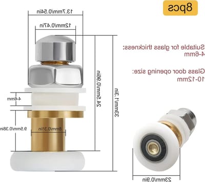 Verstelbare Duschkabine Rollers 23mm - Vervangende Duschdeur Wielen voor Douchecabines - 8 Stuks voor Soepele Deurbeweging