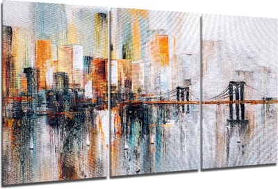 Insigne Glazen Schilderijen - Abstract - Stad  - 3-Delig Mega Glasschilderij - 3x72x46 cm - 4 mm