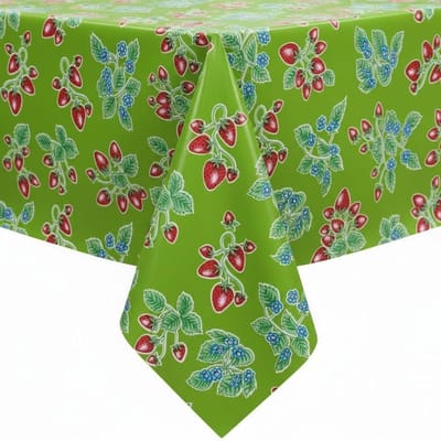 Protecttable - Rond Mexicaans tafelzeil Aardbei Groen ⌀118cm - Tafelkleed Afwasbaar - Kunststof