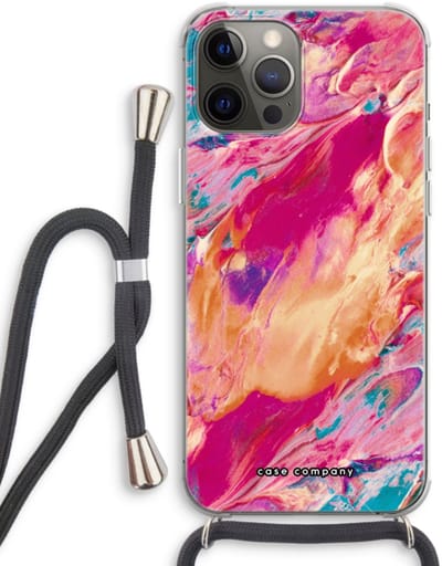 Case Company® - Hoesje met koord geschikt voor iPhone 12 Pro hoesje met Koord - Pastel Echoes - Telefoonhoesje met Zwart Koord - Bescherming aan alle Kanten en Over de Schermrand