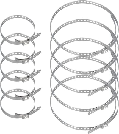 Set van 10 Slangklemmen, Rvs 304, Voor Slangen van 20-50 mm en 50-120 mm, Geschikt voor Ventilatie en Auto-onderdelen