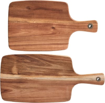 Zeller acacia houten snijplanken met handvat - 2x stuks - 32/42 cm - Snijplanken/serveerplanken