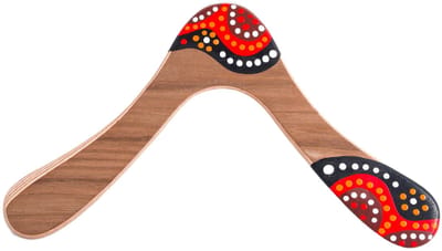 Handbeschilderde boemerang Wallaby Boomerang Waak WB104 Hout 29 cm