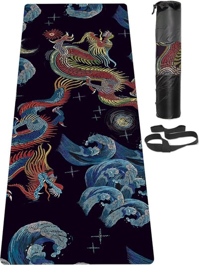Yogamat, antislip, milieuvriendelijke trainingsmat met draagriem, dikke oefen- en trainingsmat voor yoga, pilates en fitness (183 cm x 61 cm x 6 mm)