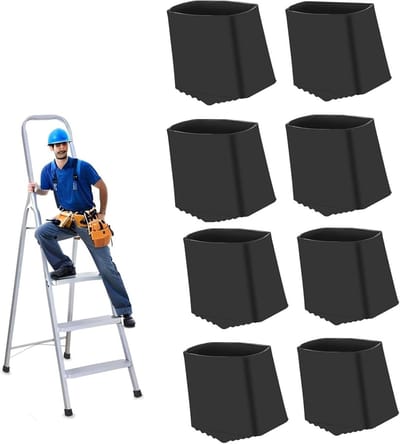 Ladderpoten Set - Rubberen Voetjes - Ladder Stabiliseren - Antislip Ontwerp - 40 x 20 mm - Zwart