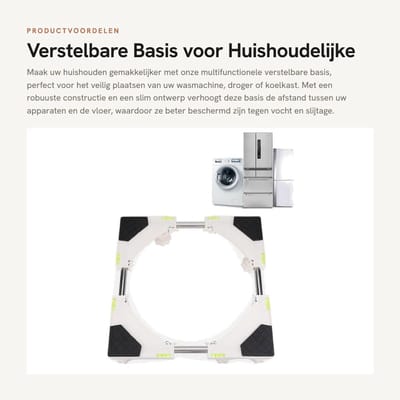 Dailygoods- Bewegende Apparatenbasis - Verstelbaar - Roestvrij Staal - Antislip - Hoogte Verhogend - Geschikt voor Wasmachine - Trockner en Koelkast - Wasmachinebasis