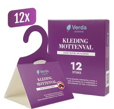 Verda Goods - Mottenval Kledingmotten - 12 stuks - Mottenballen Kledingkast - Motten - Mottenval - Kledingmottenval – Mottenvallen - Feromoonval - Kledingmotten - Kleding Mottenval - Mottenvanger - Mottenpapier