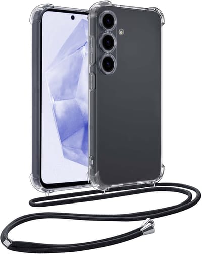 Hoesje - Geschikt voor Samsung Galaxy A35 - Met Koord - Shock Proof - Siliconen Case - Telefoonkoord - Back Cover - Telefoon Hoes Shockproof - Telefoonketting - Telefoonhoes - Transparant